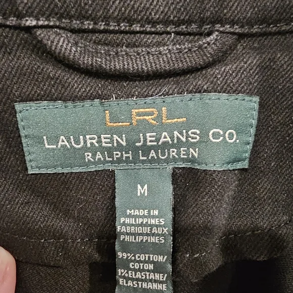 LRL Lauren Jeans Manhatten Denim Black Jean Jacket Womens Size M - Picture 14 of 16